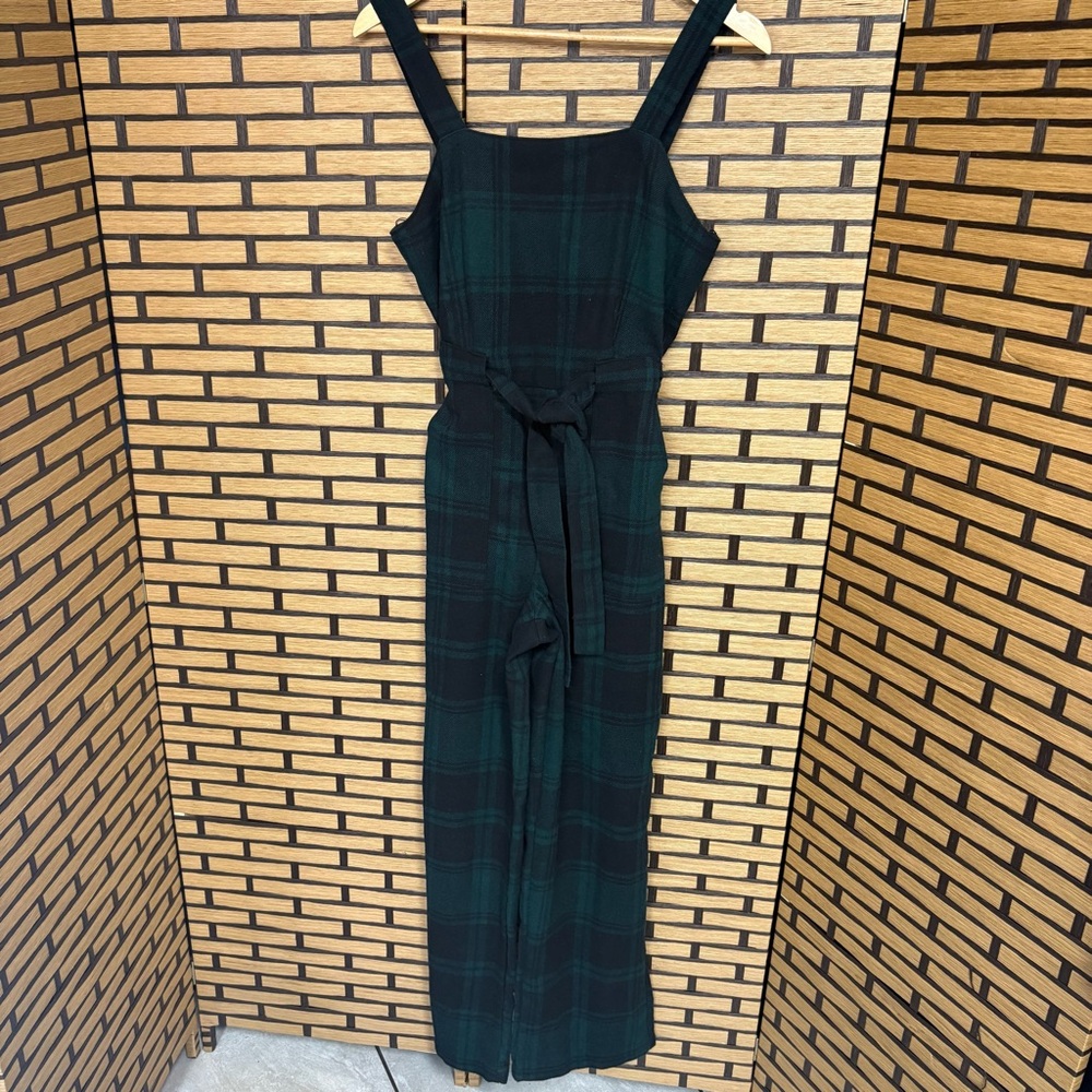 Copper Key Green And Black Plaid Jumpsuit Size Small‎